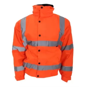 Image of Warrior Memphis High Visibility Bomber Jacket / Safety Wear / Workwear (S) (Fluorescent Orange)
