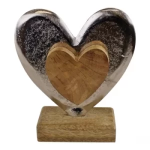 Image of Metal and Wood Standing Heart Decoration