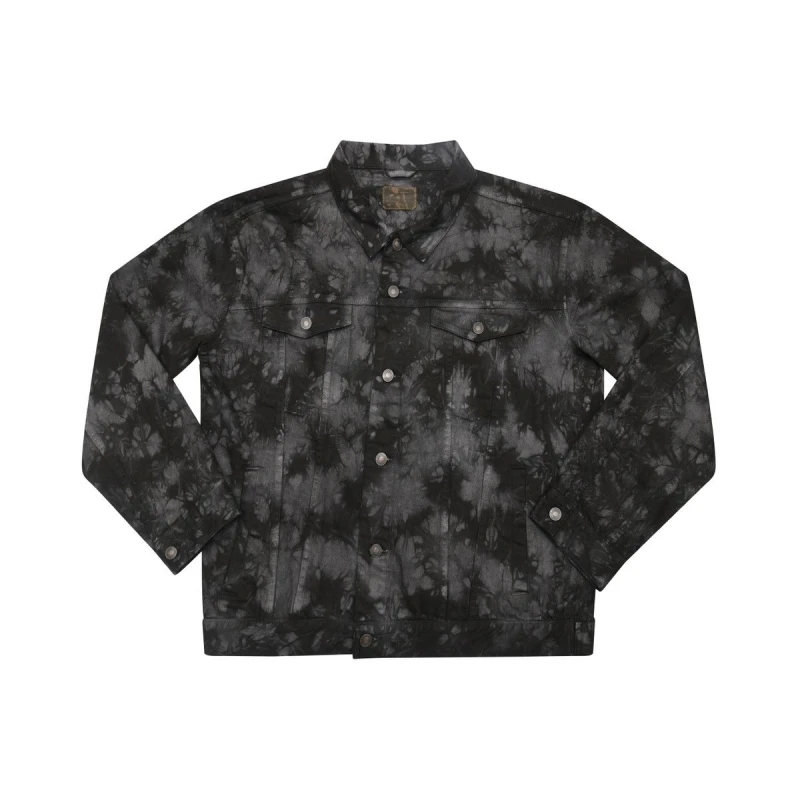 Image of Colortone Mens Tie Dye Denim Jacket in Black Size: Small Black Male S