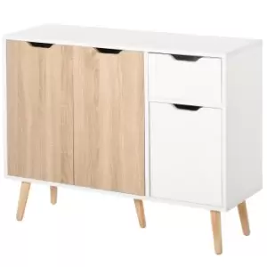 Image of HOMCOM Sideboard Floor Standing Storage Cabinet with Drawer for Bedroom, Living Room, Home Office, Natural