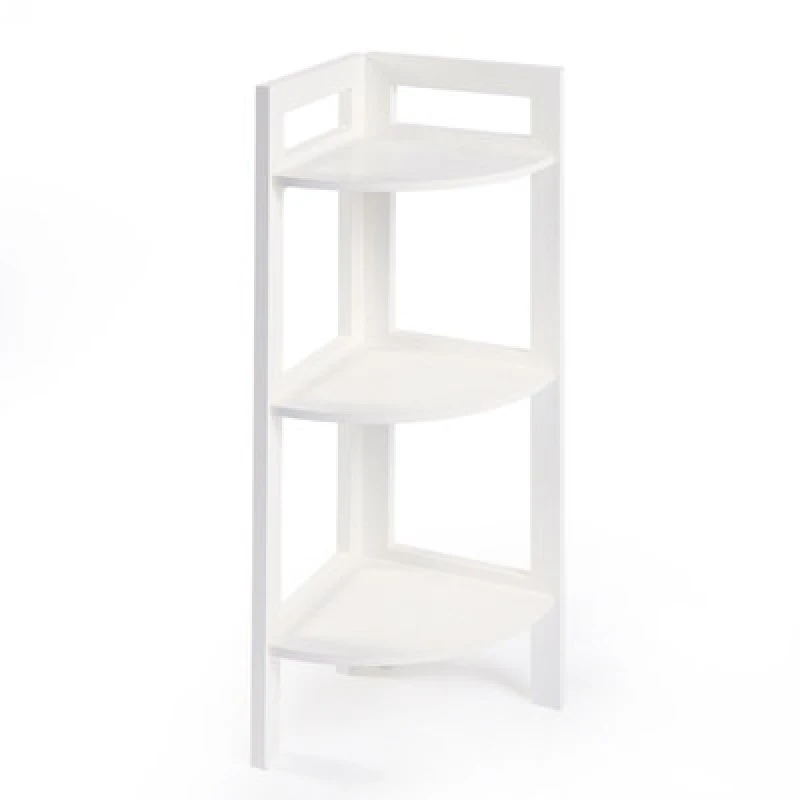 Image of OHS OHS Shelving Unit 3 Tier Storage Home Organiser Display Corner in White White One Size Unisex 5027434229949