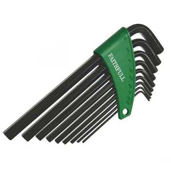 Image of Faithfull FAIHKS9AFL Long Arm Hexagon Key Set of 9 Imperial (5/64 ...