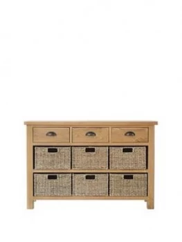 Image of K-Interiors Shelton Ready Assembled 3 Drawer, 6 Basket Sideboard