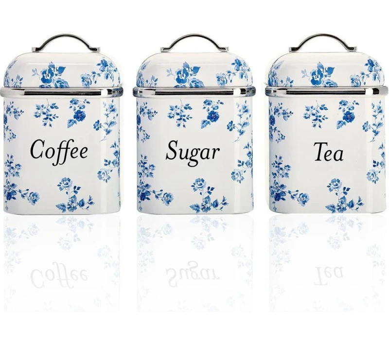 Image of VQ Laura Ashley 3 Piece Canister Set - China Rose, Blue,Green,White 5060706037477
