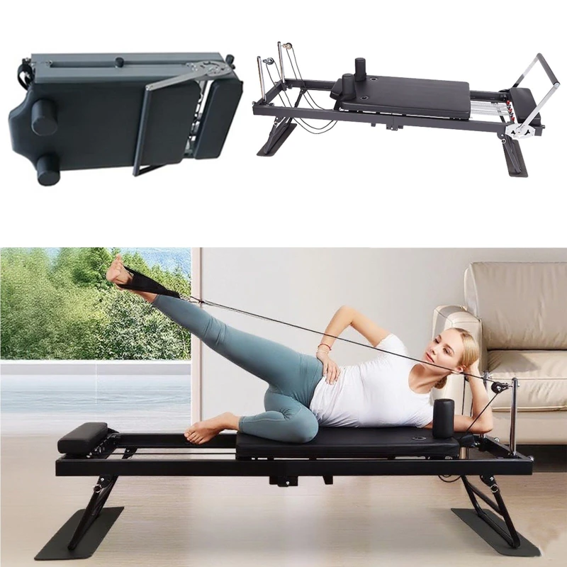 Image of Gr8 Home Folding Pilates Reformer Stretch Machine in Black Unisex
