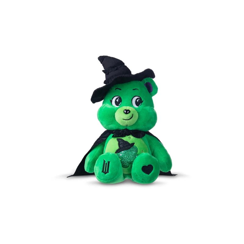 Image of Basic Fun Care Bears x Wicked 22cm Plush - Good Luck Bear as Elphaba - Collectible Soft Toy from the Care Bears x Wicked Collaboration Green