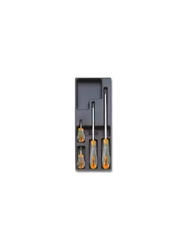 Image of Beta Tools T173 4pc Phillips Screwdriver Set in Tray for Roller Cabs 024240173
