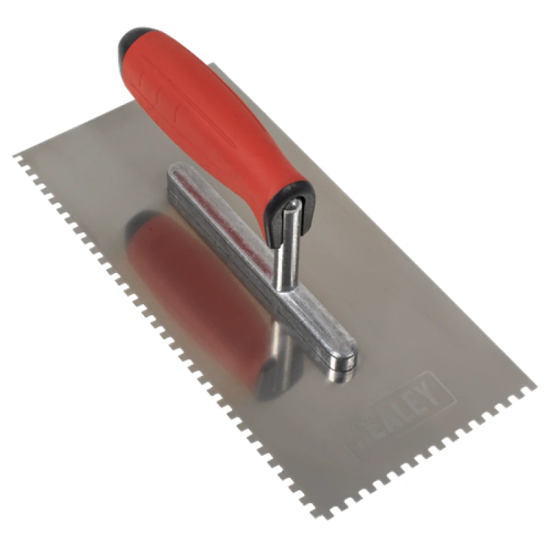 Image of Sealey Stainless Steel 270mm Notch Trowel - Rubber Handle - 4mm T7804