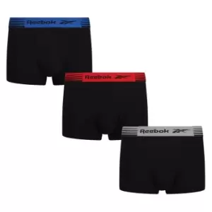 Image of Reebok 3 Pack Logo Band Trunks Mens - Black