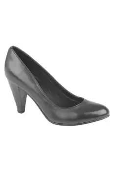 Image of Heel Plain Leather Court Shoes