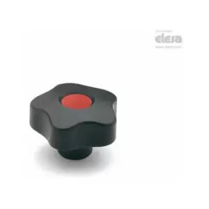 Image of Elesa - vct Lobe knobs Technopolymer Black-oxide steel boss plain hole with cap vc