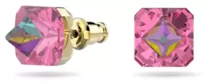 Image of Swarovski 5614062 Chroma Pink Pyramid Crystal Stud Earrings Jewellery