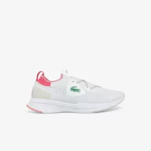 Image of Lacoste Womens Run Spin Knit Textile Trainers Size 4 UK White & Pink