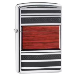 Image of Zippo Steel & Wood High Polish Chrome Windproof Lighter
