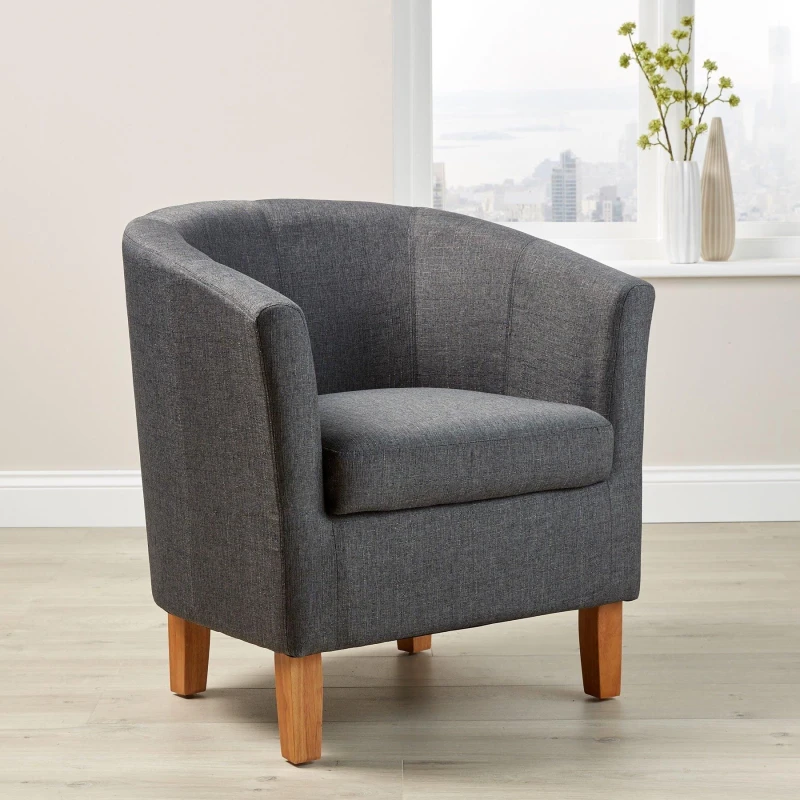 Image of Home Source Bedford Small Padded Occasional Accent Tub Chair Dark Grey
