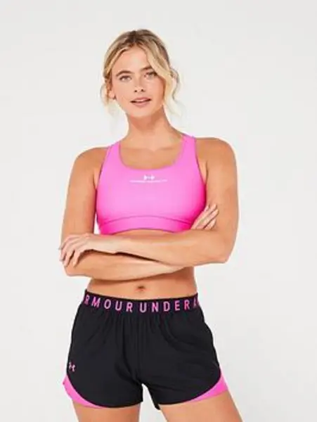 Image of Under Armour Womens Training Heat Gear Armour Mid Impact Sports Bra - Pink Size XS Women Pink VKINU Female XS