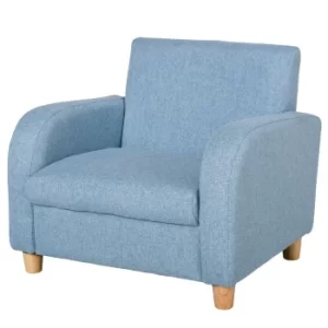 Image of HOMCOM Kids Elevated Linen Upholstered Armchair Blue