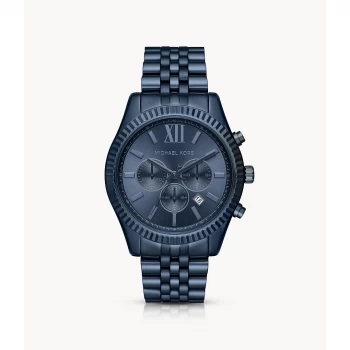 Image of Michael Kors Mens Lexington Navy Ip Chronograph Watch - Blue