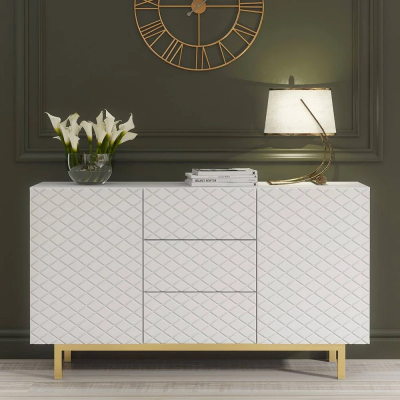 Image of Creative Furniture Diamond Luxe Sideboard 140cm - White White Unisex