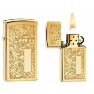 Image of Zippo Slim Venetian High Polished Brass Lighter