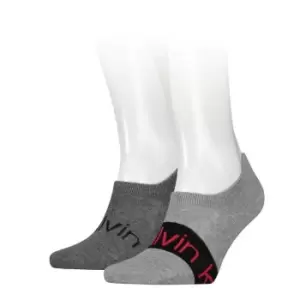 Image of Calvin Klein Klein Logo Foot Socks 2 Pack Mens - Grey
