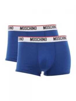 Image of Mens Moschino 2 Pack Logo Waist Trunks Blue
