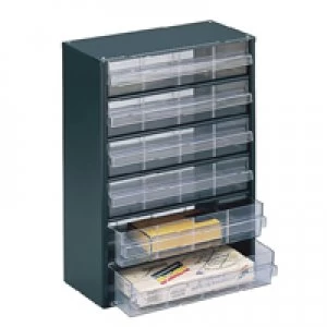 Image of Slingsby Clear 6 Drawer System Dark Grey Storage Cabinet 324223
