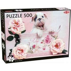 Image of Puppy & Roses 500 Piece Jigsaw Puzzle