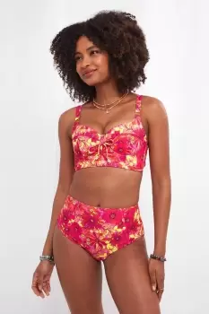 Image of Bright Floral Mix and Match Figure Flattering High Waisted Bikini Bottom Brief