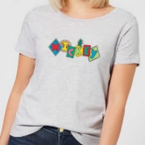 Image of Disney Mickey Fruit Blocks Womens T-Shirt - Grey - S