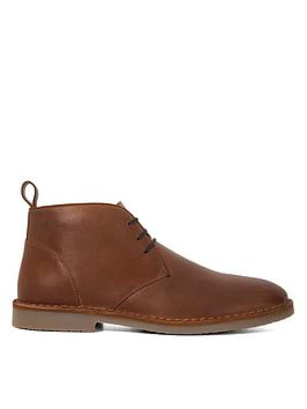 Image of Dune London Dune London Men 'Cashed' Leather Chukka Boots in Brown Size: 12 Brown 12 Male 5059549921586