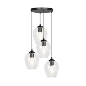 Image of Istar Black Cluster Pendant Ceiling Light with Clear Glass Shades, 4x E27