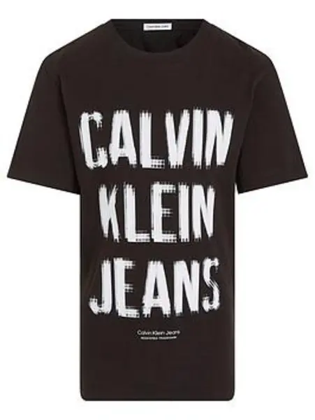 Image of Calvin Klein Jeans Boys Pixel Logo Relaxed Short Sleeve T-Shirt - Black Size 10 Years