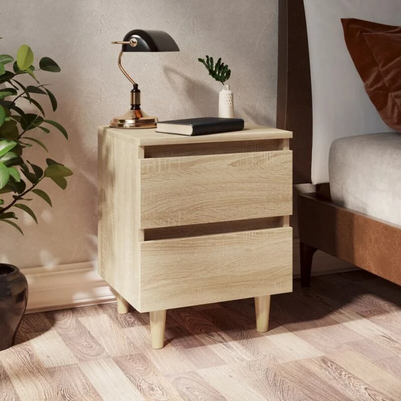 Image of VIDAXL Bed Cabinet with Solid Pinewood Legs Sonoma Oak 40x35x50cm Vidaxl 8720286356661