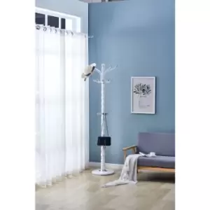 Image of Modernique Vetro White Thick Metal Tube Stand Tube Coat Rack With Heavy Sturday Marble Base