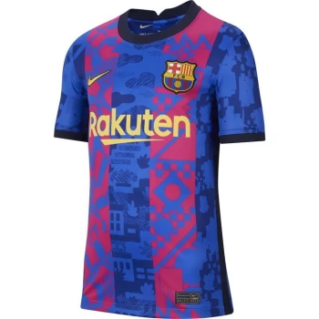 Image of Nike Barcelona Third Shirt 2021 2022 Junior - Blue/Yellow