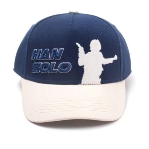 Image of Star Wars - Han Solo Embroidered Logo And Silhouette Print Unisex Dual Pop-Lock Fitting Strap Cap - Blue/White