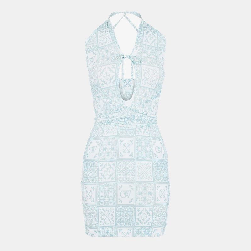 Image of Off White Womens - Long Contemporary Maxi Dress Blue/White female 4 (3XS)