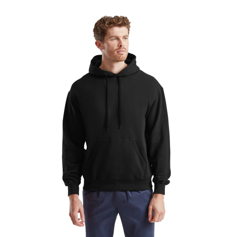 Image of Fruit Of The Loom Fruit of the Loom Men Cotton Hoodie in Black Size: Small Black S Male 5063693918378