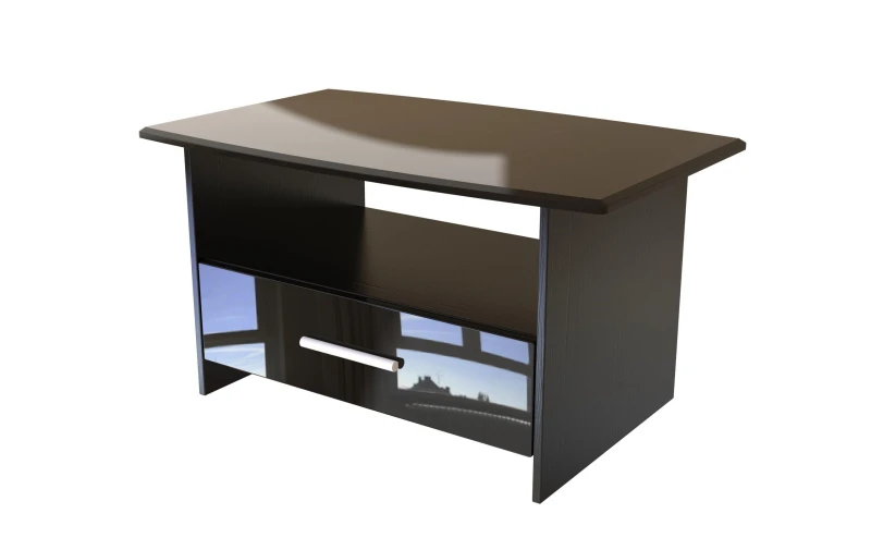 Image of Harrow Bottom Drawer Coffee Table In Black Gloss (Ready Assembled)
