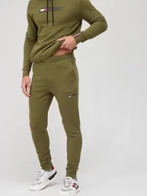 Image of Tommy Sport Tommy Hilfiger Sport Logo Fleece Hoody, Green, Size L, Men