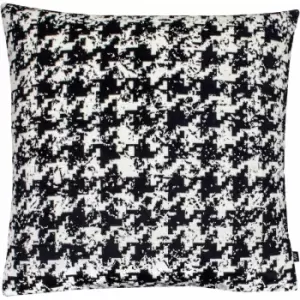Image of Ashley Wilde Nevado Houndstooth Jacquard Cushion Cover, Magpie/Black, 50 x 50 Cm