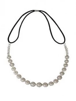 Image of Mood Silver Plated Crystal And Pearl Flower Diamante Stretch Headband