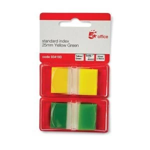Image of 5 Star Office Index Flags 50 per Pack 25mm Yellow and Green Pack 2
