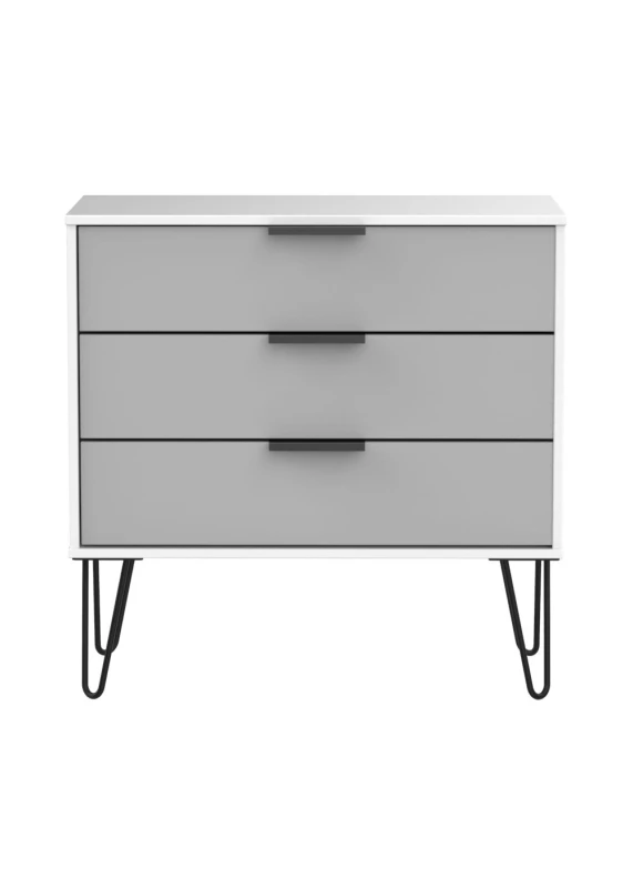 Image of Osaka 3 Drawer Chest Of Drawers In Grey & White (Ready Assembled)