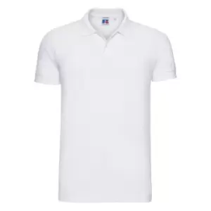 Image of Russell Mens Stretch Short Sleeve Polo Shirt (XL) (White)