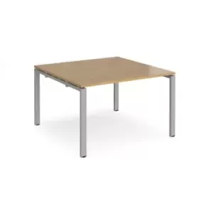 Image of Adapt boardroom table starter unit 1200mm x 1200mm - silver frame and oak top