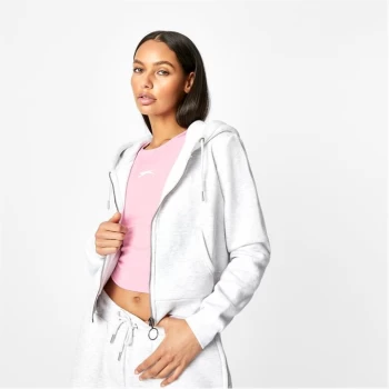 Image of Slazenger x Sophia & Cinzia Cropped Hoodie - Ice Grey Marl