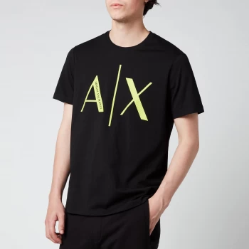 Image of Armani Exchange Neon Rubber Logo T-Shirt Black Size M Men