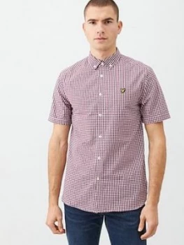 Image of Lyle & Scott Short Sleeved Gingham Shirt - Red/White